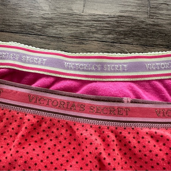 Vintage Victorias Secret Bundle of 2 Pair Large Briefs Panties Hi Leg Pink Red - Picture 3 of 6